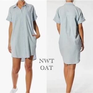 OAT New York Oversized Shirtdress Light Cayman Blue Women’s L 12-14
